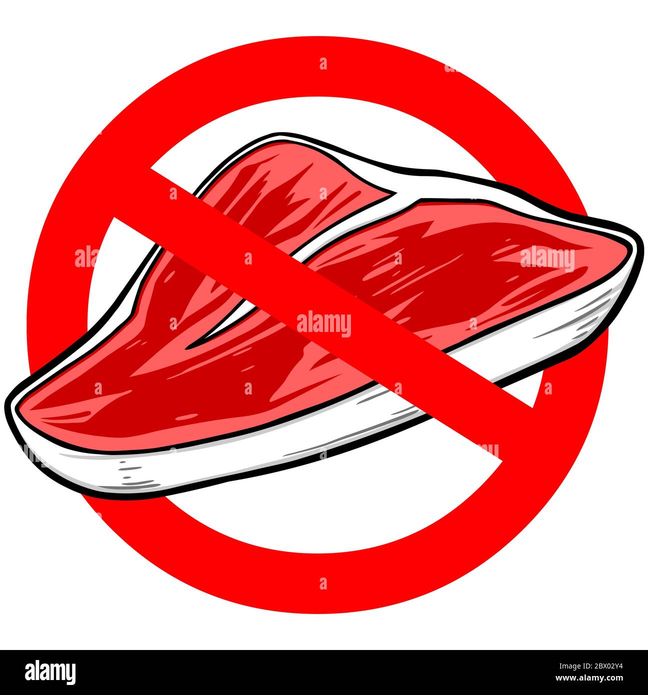 Kein Fleisch - eine Illustration eines No Meat-Zeichens. Stock Vektor