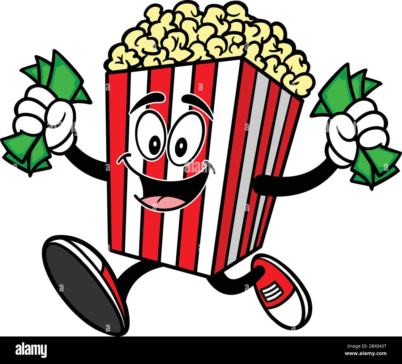 Popcorn mit Geld - EINE Cartoon Illustration von Popcorn mit Geld. Stock Vektor