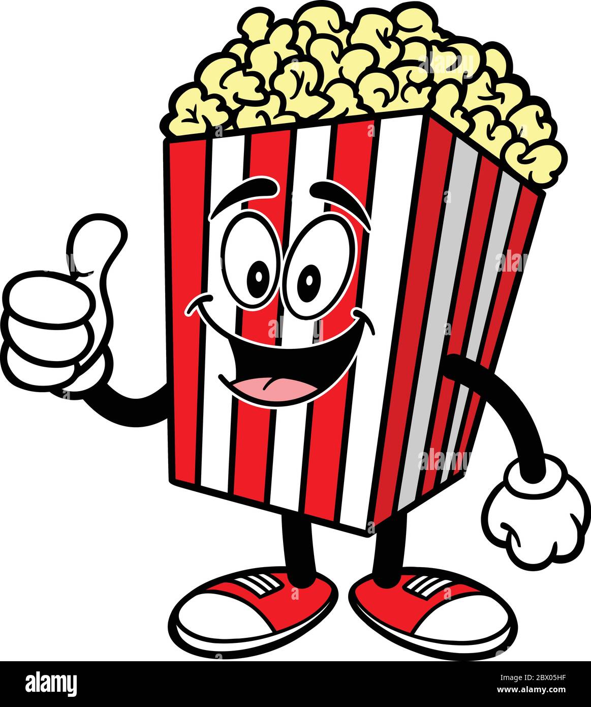 Popcorn mit Daumen hoch- EINE Cartoon Illustration von Popcorn mit Daumen hoch. Stock Vektor