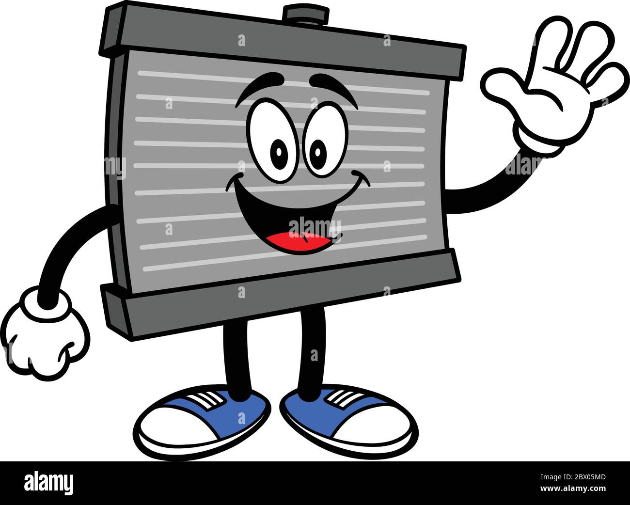 Radiator Mascot - EINE Vektor-Cartoon-Illustration eines Motor-Kühler Maskottchen. Stock Vektor