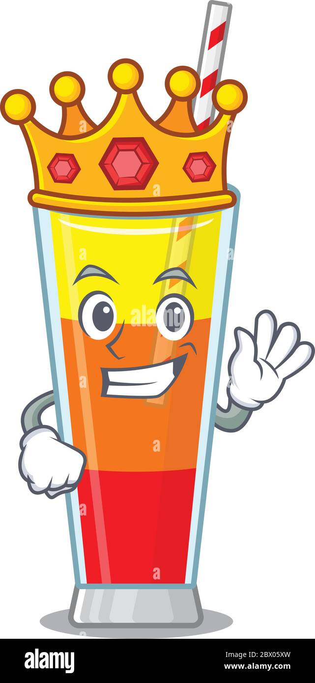 Ein weiser König von Tequila Sonnenaufgang Cocktail Maskottchen Design Stil mit Goldkrone Stock Vektor