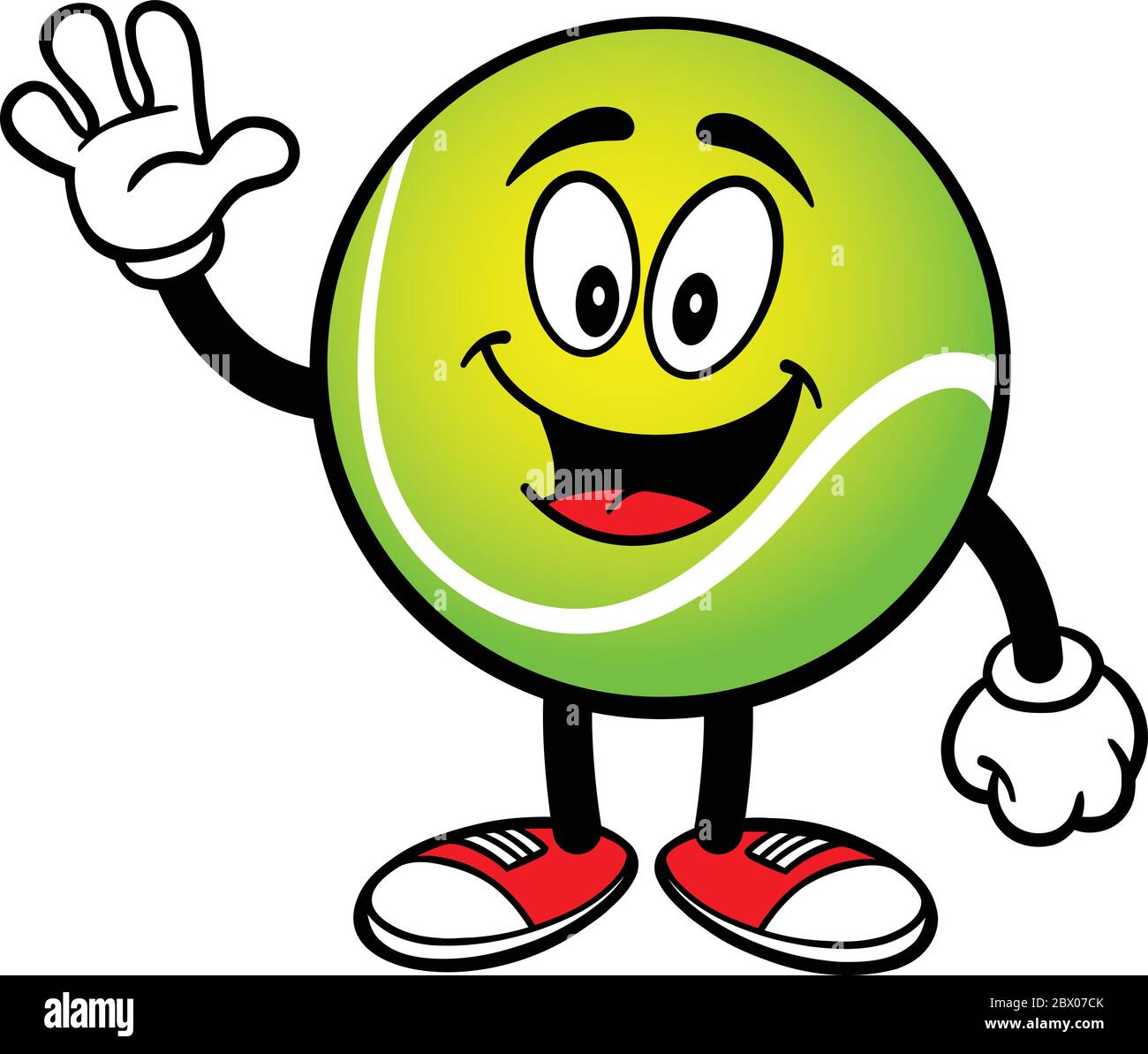Tennis Ball Waving - EINE Cartoon-Illustration eines Tennis Ball  Maskottchen Waving Stock-Vektorgrafik - Alamy