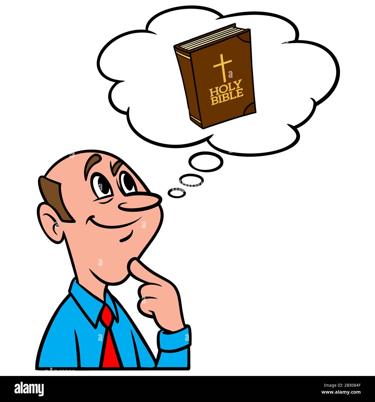 Denken an EINEN Bibelvers - eine Illustration einer Person Denken an einen Bibelvers. Stock Vektor
