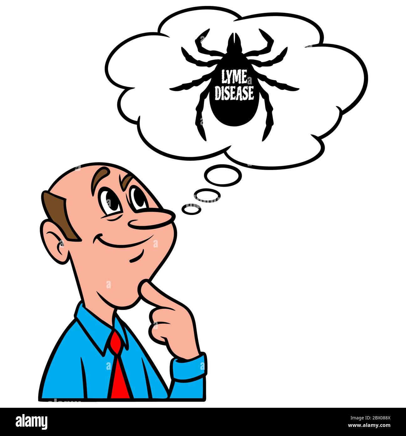 Denken über Lyme-Borreliose- eine Illustration einer Person Denken über Lyme-Borreliose. Stock Vektor