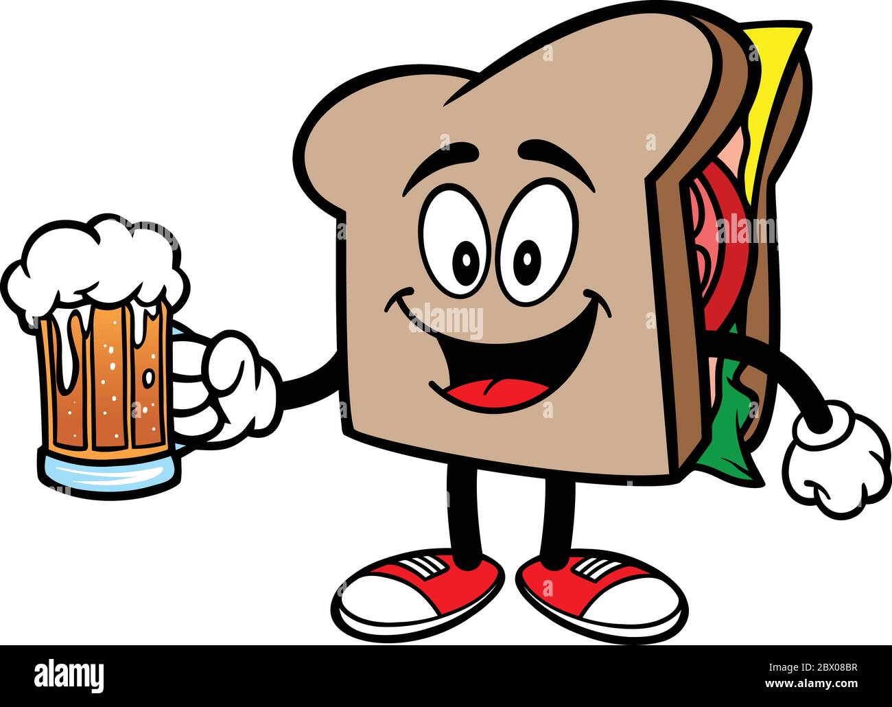 Sandwich mit Bier - EINE Cartoon Illustration eines Sandwiches mit Bier. Stock Vektor
