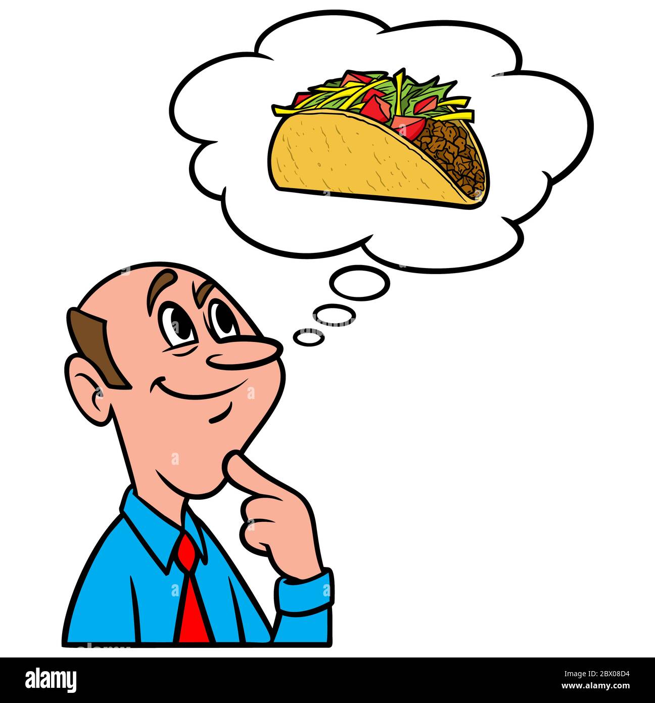 Denken über Tacos- eine Illustration einer Person Denken über Tacos. Stock Vektor