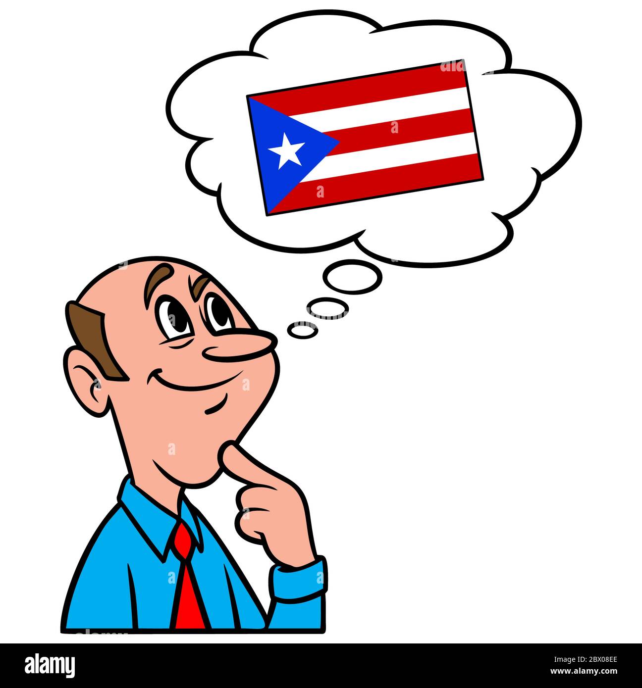 Denken über Puerto Rico - eine Illustration einer Person Denken über Puerto Rico. Stock Vektor