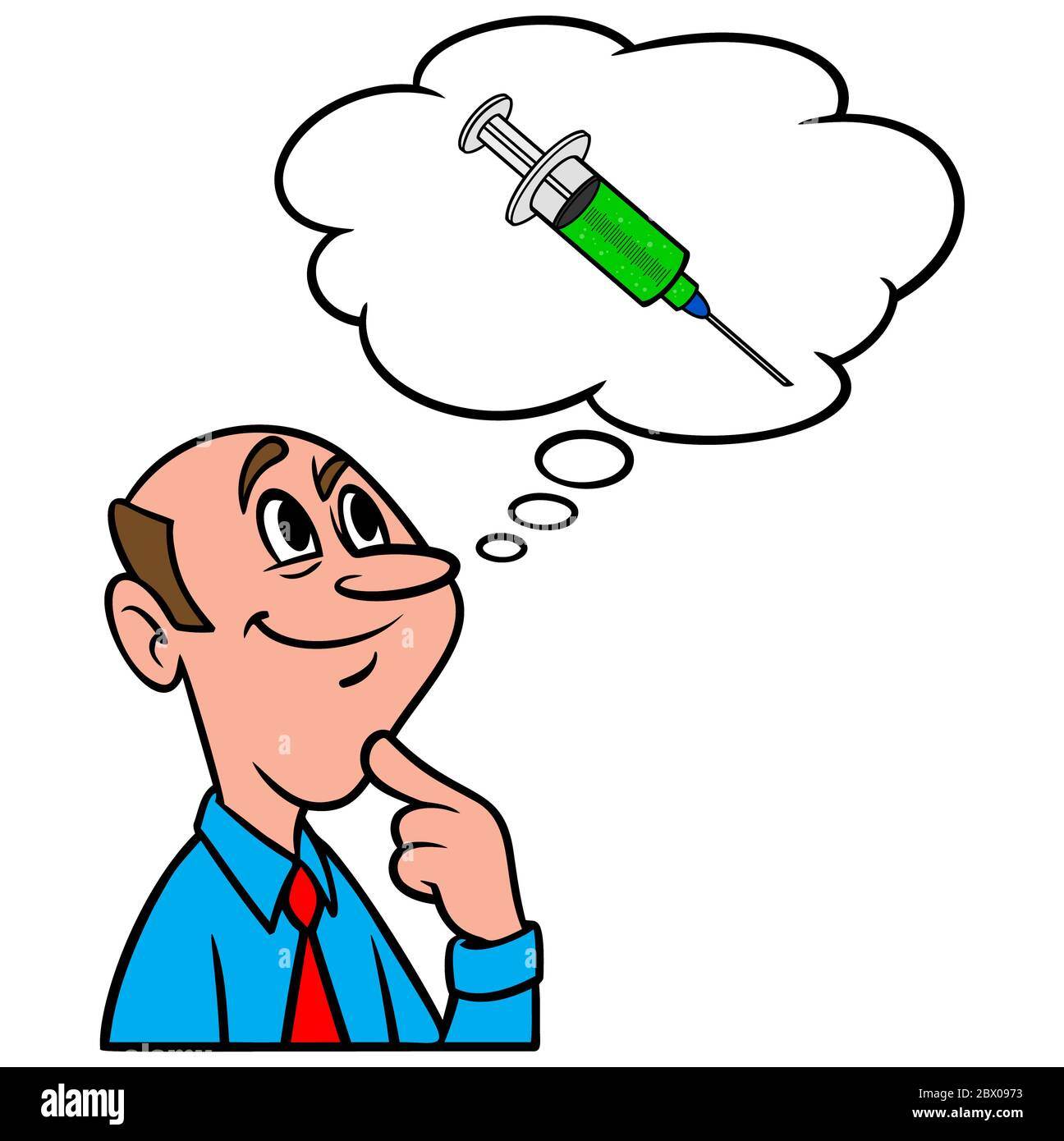 Denken an Grippe-Aufnahme – eine Illustration einer Person, die an eine Grippe-Aufnahme denkt. Stock Vektor