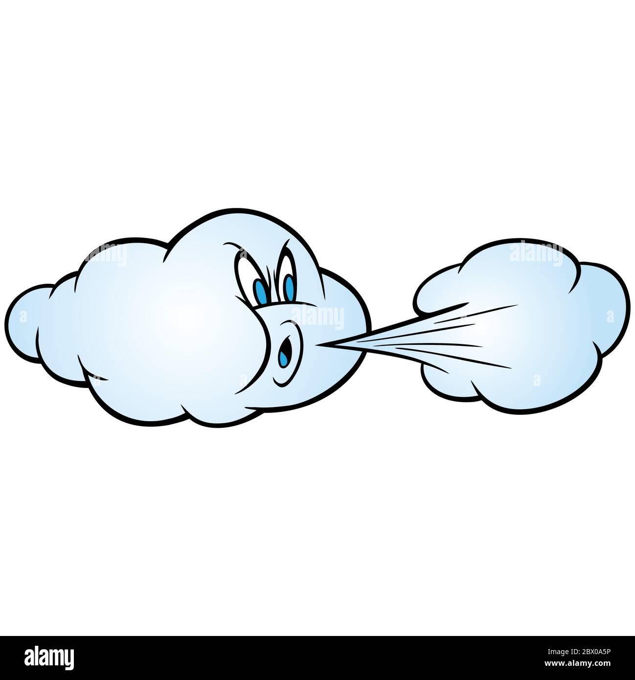 Wind weht - EINE Karikatur Illustration einer Wolke weht etwas kalte Luft  Stock-Vektorgrafik - Alamy