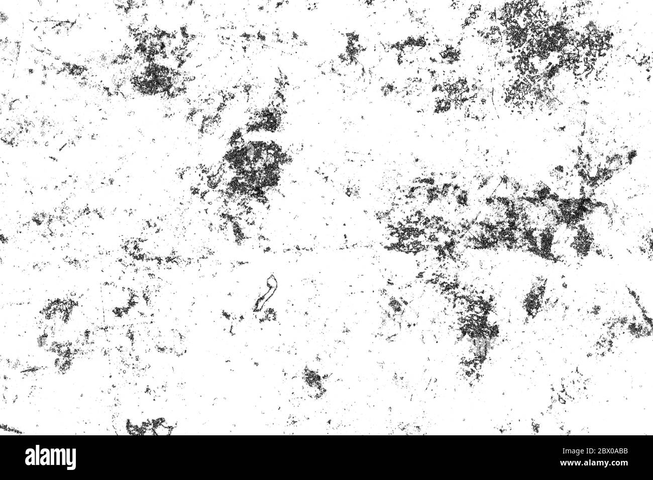 Schwarz-weiß Grunge Hintergrund. Abstrakte monochrome Textur von Rissen, Kratzern, Spänen, Staub Stockfoto