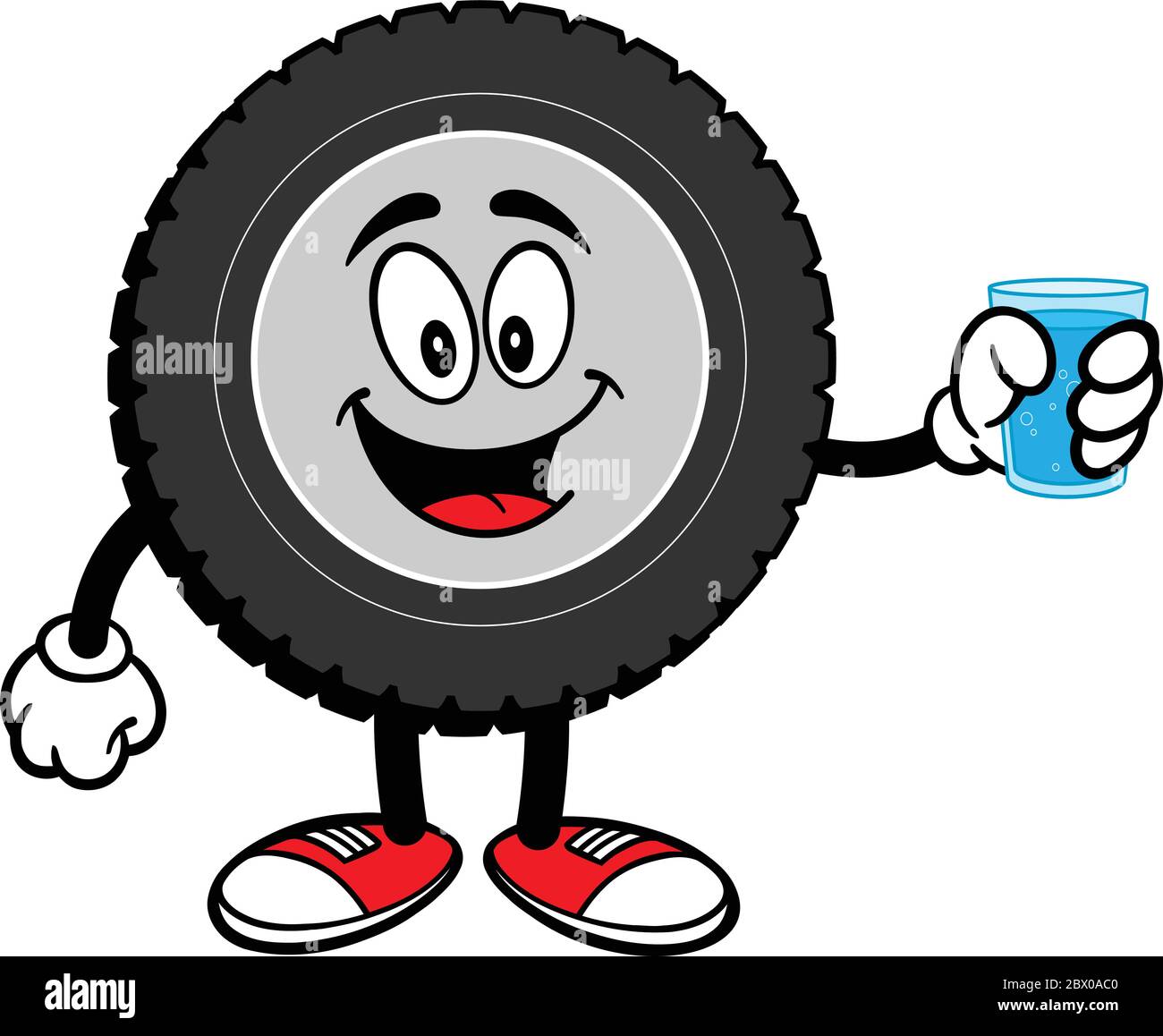 Reifenmaskierung mit einem Glas Wasser - EINE Cartoon-Illustration von Reifenmaskierung mit einem Glas Wasser. Stock Vektor
