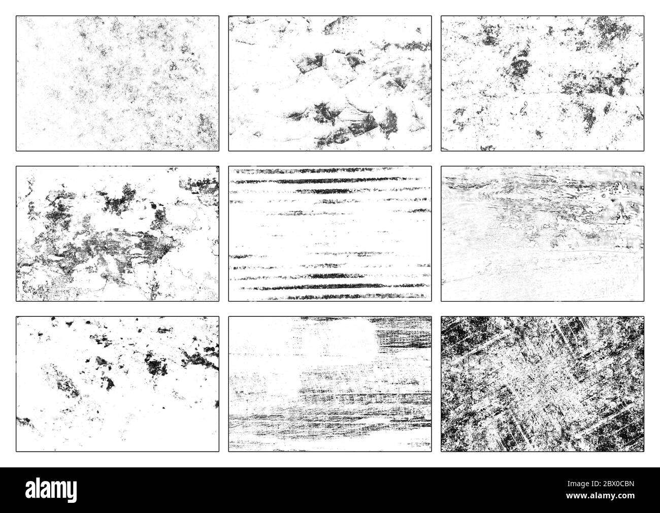 Set von Grunge Texturen. Abstrakter monochromer Hintergrund. Bild enthält einen Effekt der schwarz-weiß Stockfoto
