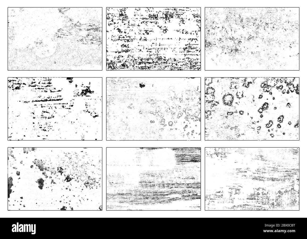 Set von Grunge Texturen. Abstrakter monochromer Hintergrund. Bild enthält einen Effekt der schwarz-weiß Stockfoto
