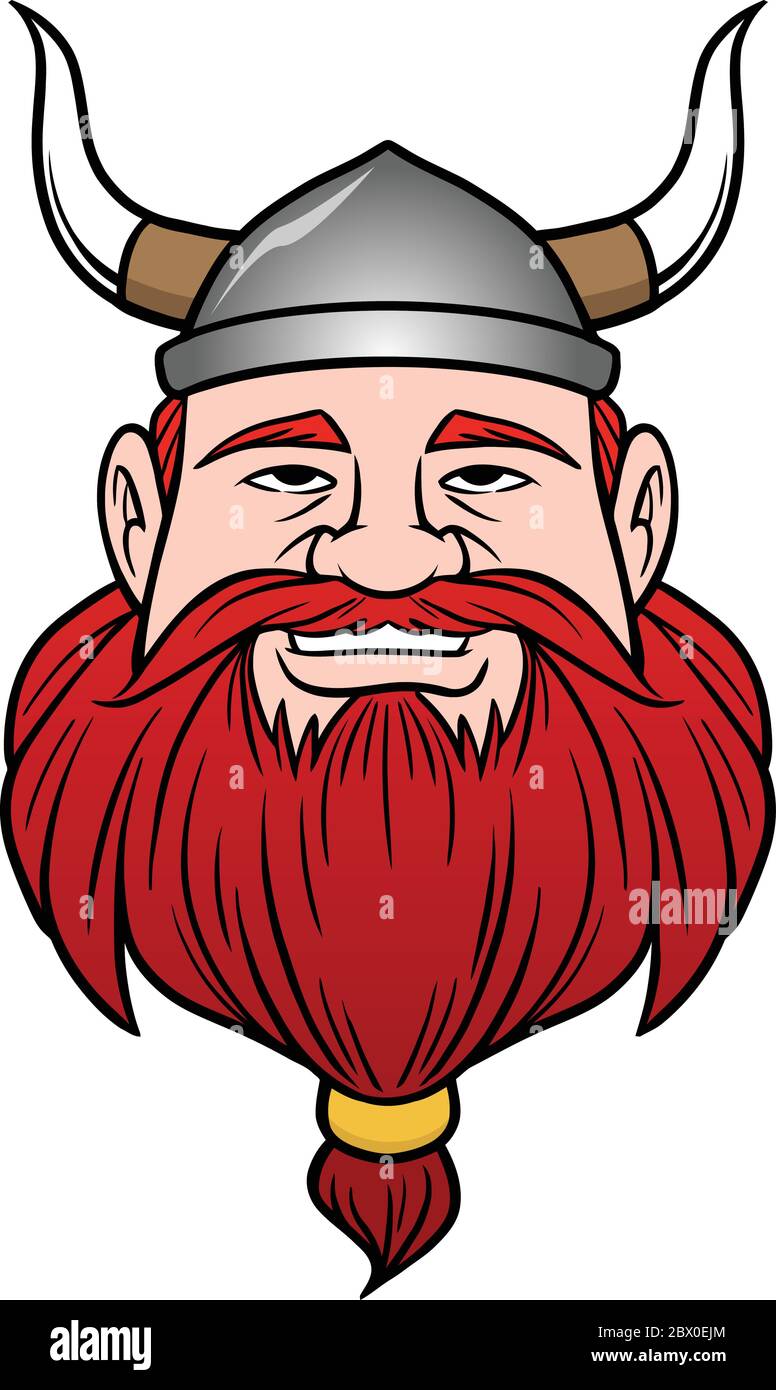 Viking mit Bart - eine Illustration eines Wikingers mit Bart. Stock Vektor