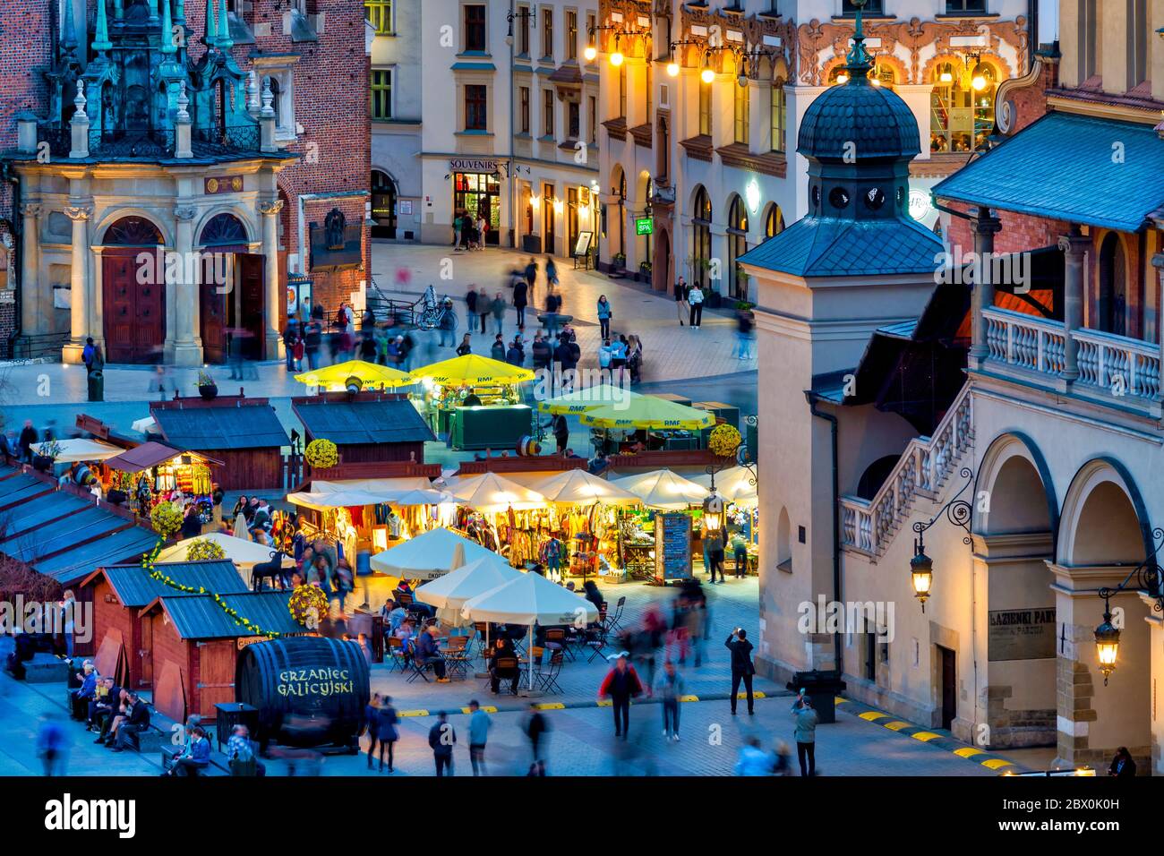 Markt auf dem Hauptplatz, Krakau, Polen Stockfoto
