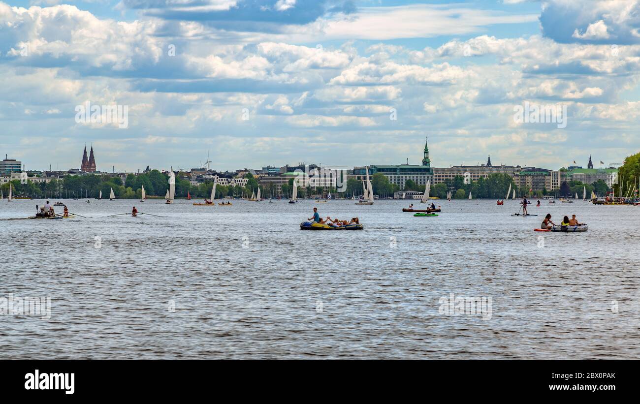 Blick über die Außenalster Richtung St. Georg Stockfoto