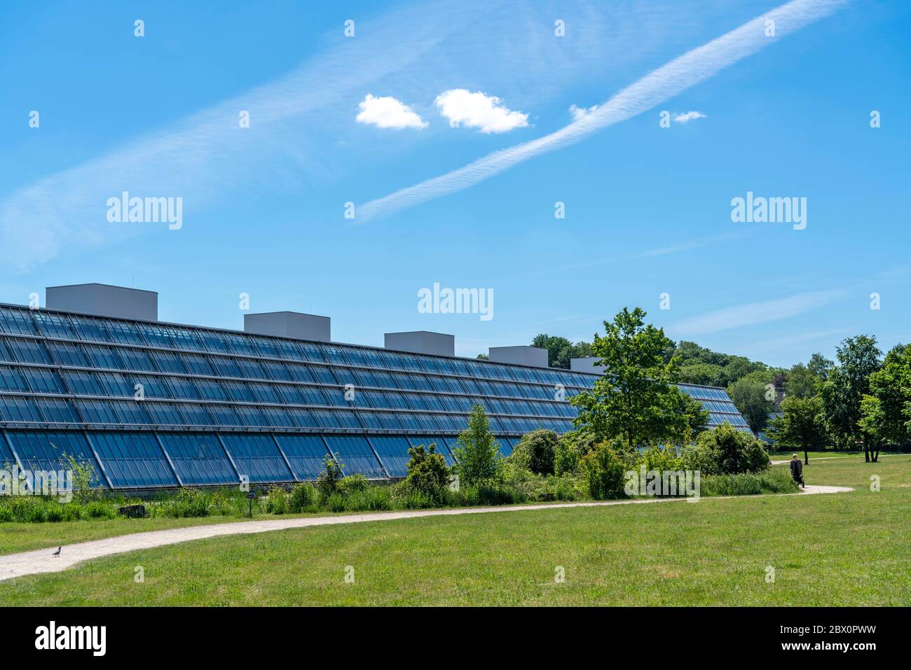 IBA-Projekt Wissenschaftspark Rheinelbe, 300 Meter lange Glashalle, Gelsenkirchen Stockfoto