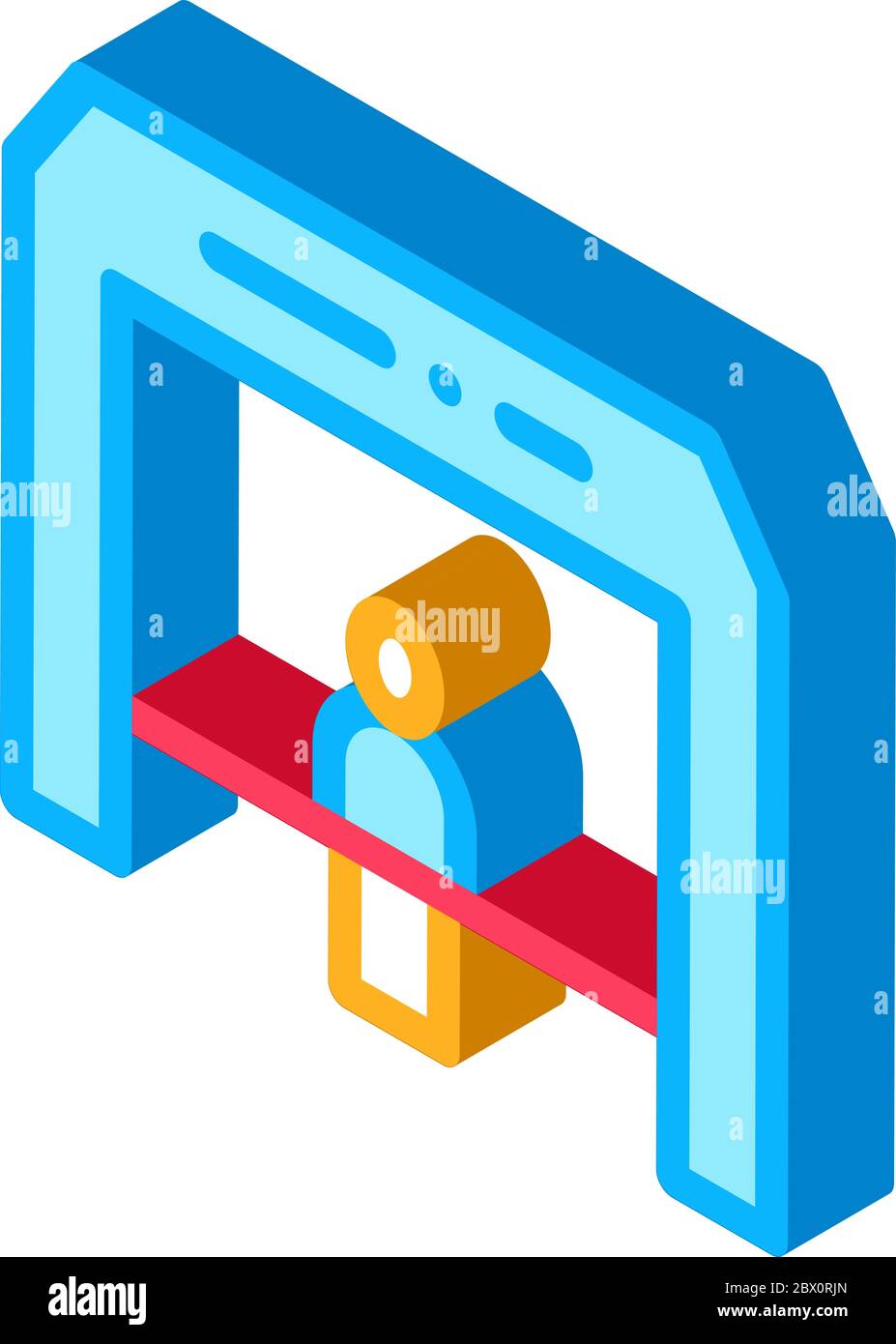 Ende Band Person kreuzt Ziellinie isometrische Symbol Vektor-Illustration Stock Vektor