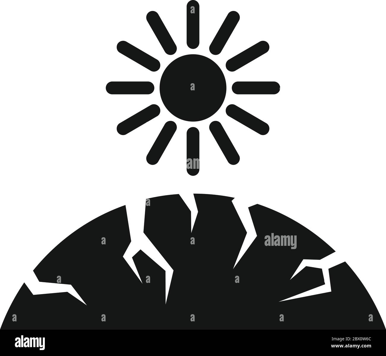 Symbol für die Trockenheit am Sonnengrund. Einfache Illustration von Sonne Boden Trockenheit Vektor-Symbol für Web-Design isoliert auf weißem Hintergrund Stock Vektor