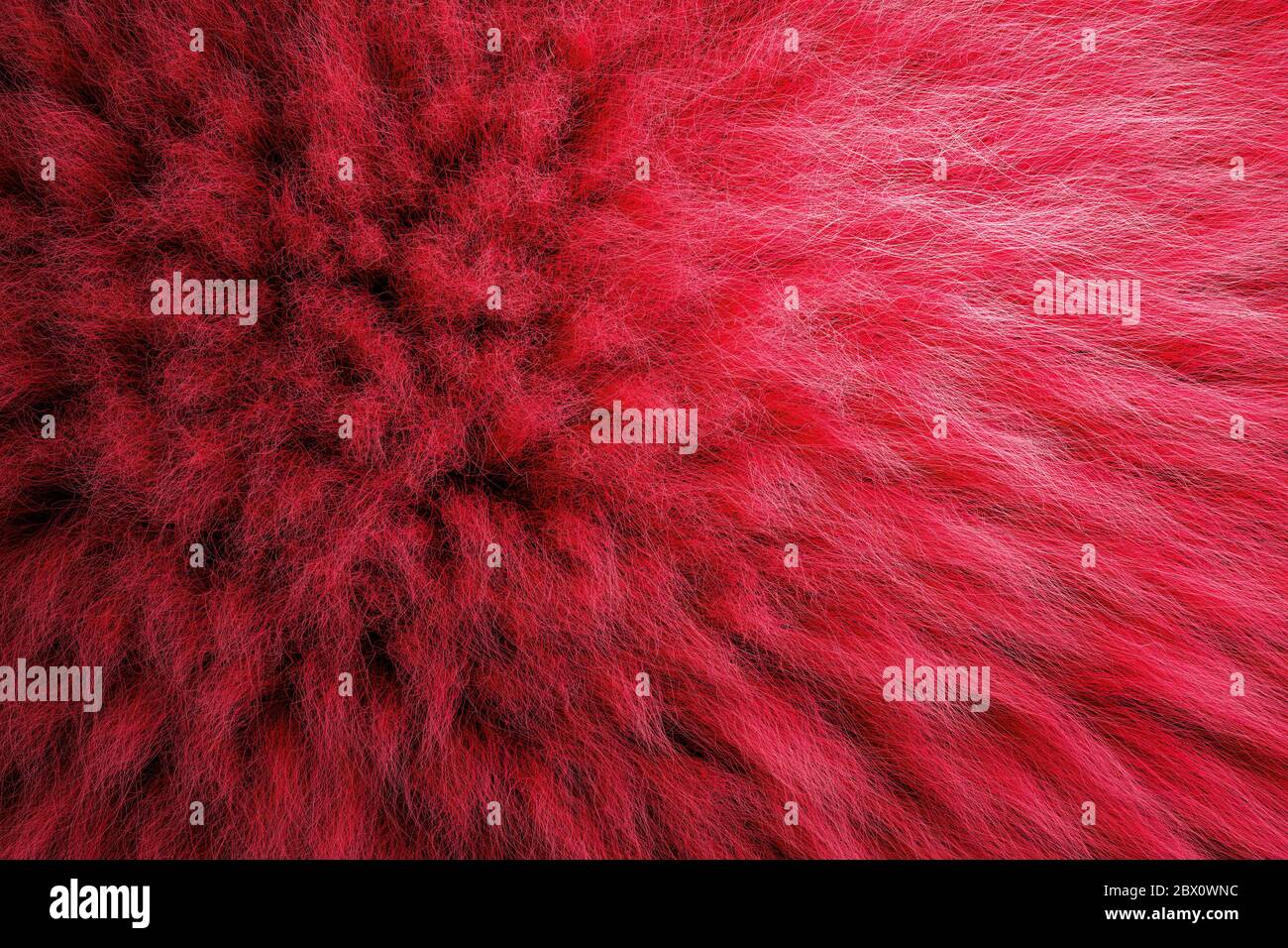 3D-Rendering von zotteligen Teppich mit Wolle Material für Hintergründe Textur, Nahaufnahme von weichen romantischen Pastell rot und flauschig Stockfoto