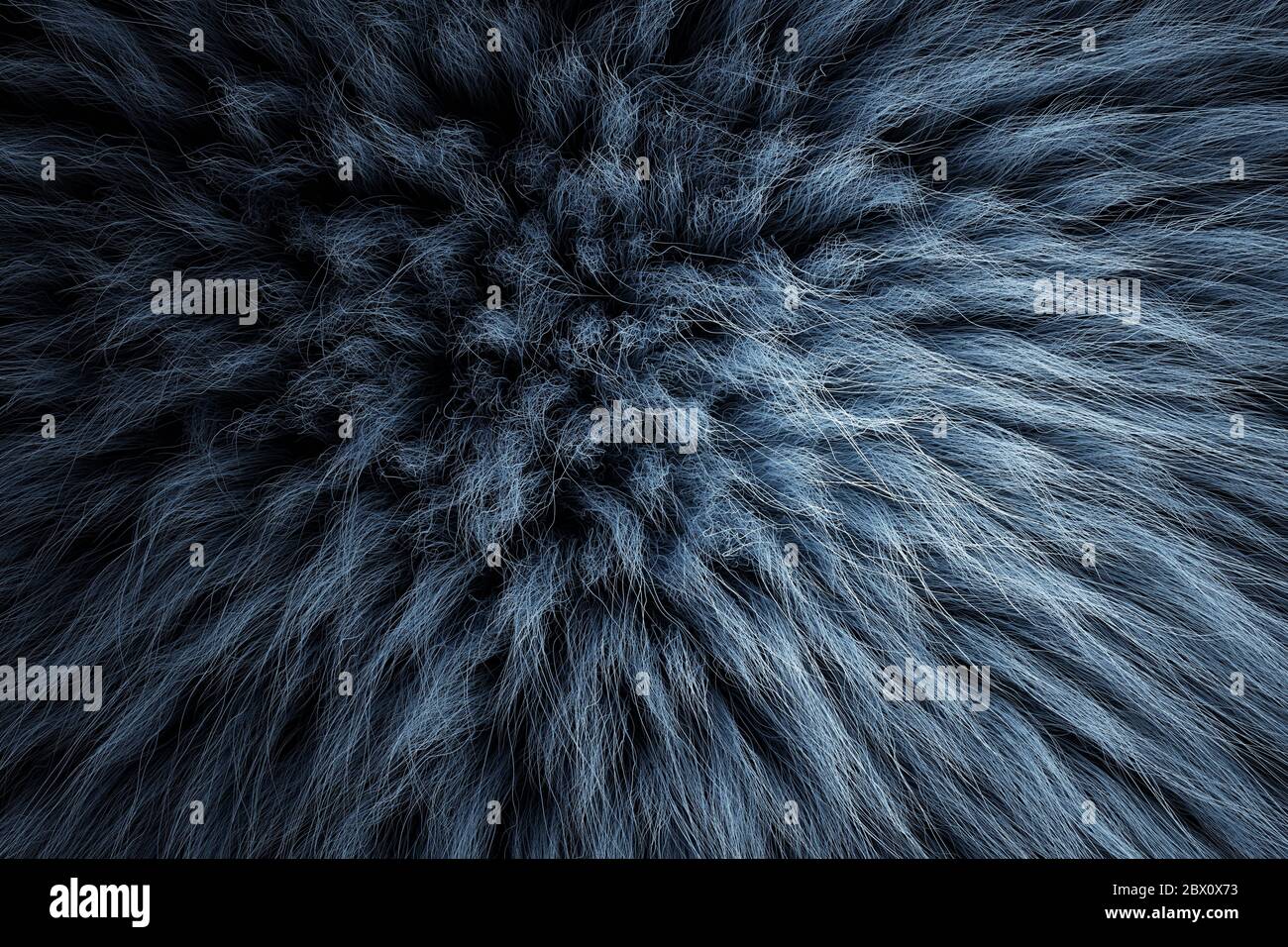 3D-Rendering von zotteligen Teppich mit Wolle Material für Hintergründe Textur, Nahaufnahme von weichen attraktiven schwarz, grau und flauschig Stockfoto