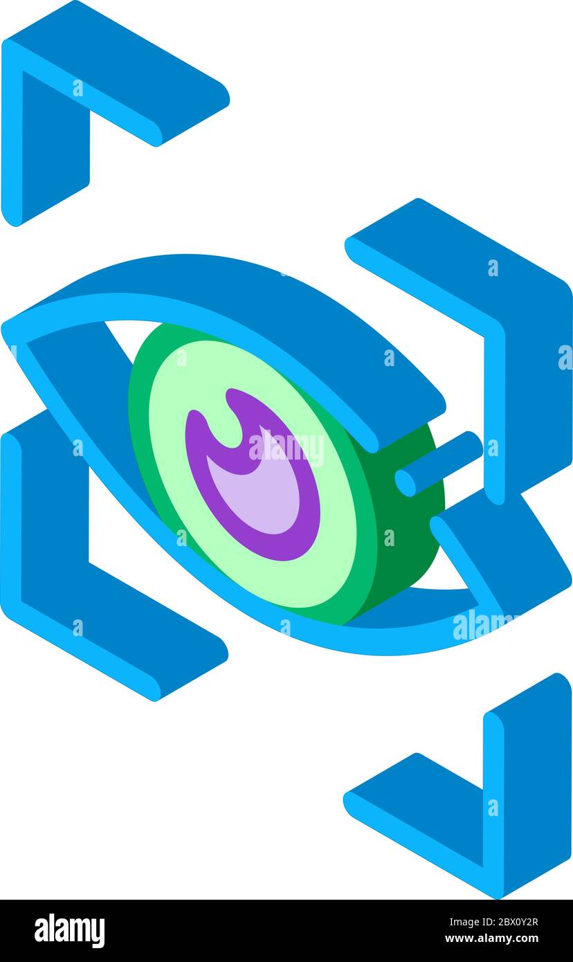 Abbildung des isometrischen Symbolvektors für das Scannen des menschlichen Auges Stock Vektor