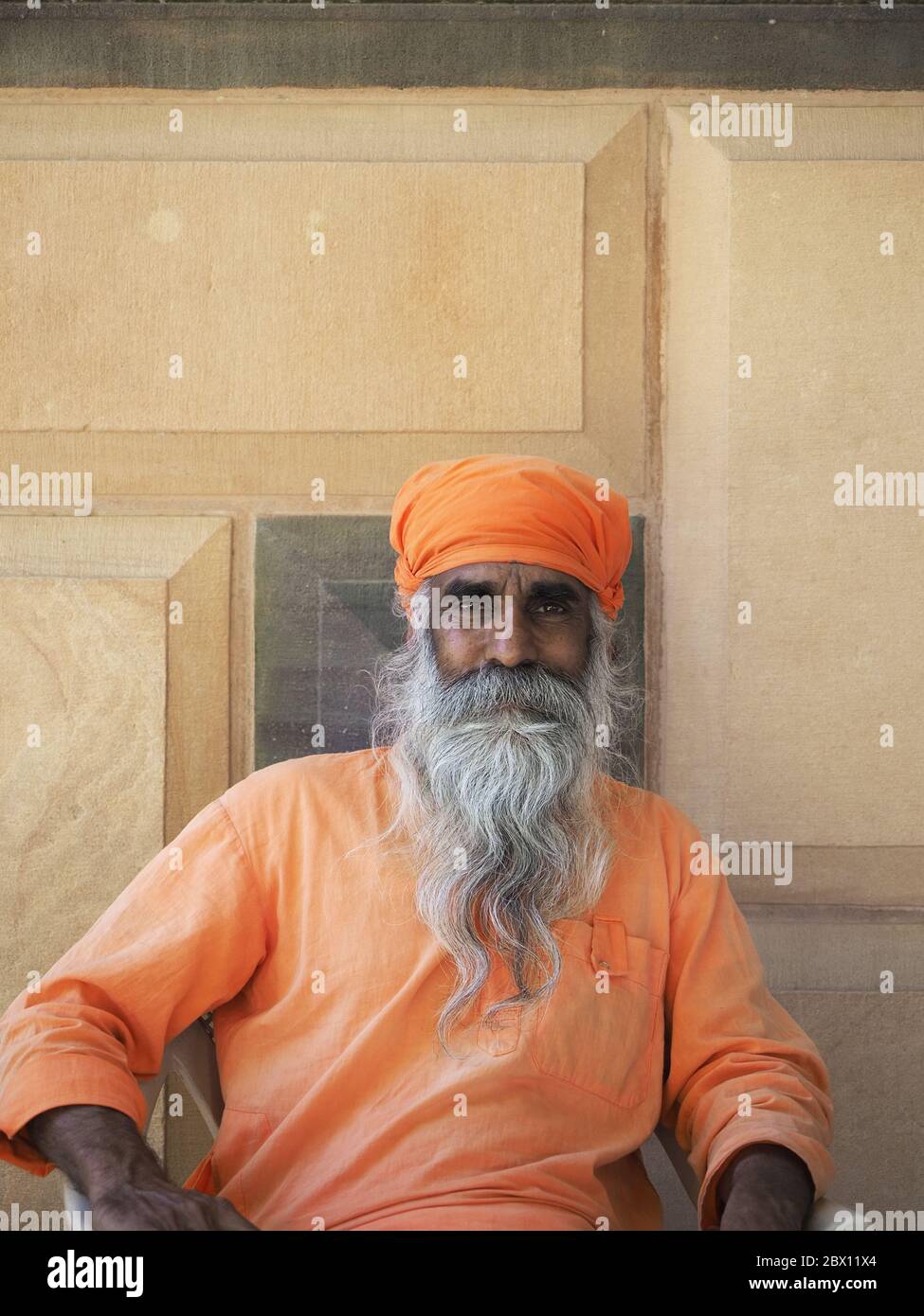 Bischnoi PriestJajiwal Dune Rajasthan, Indien PE000022 Stockfoto