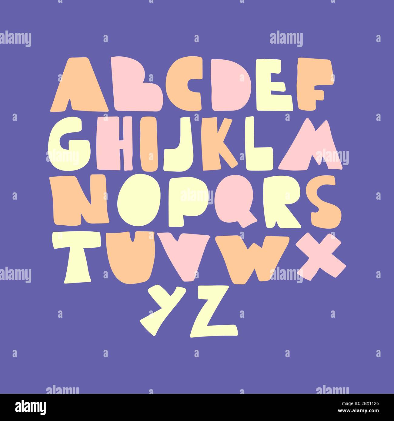 Alphabet Hand gezeichnete Buchstaben Schriftart im Folk nordic Stock Vektor
