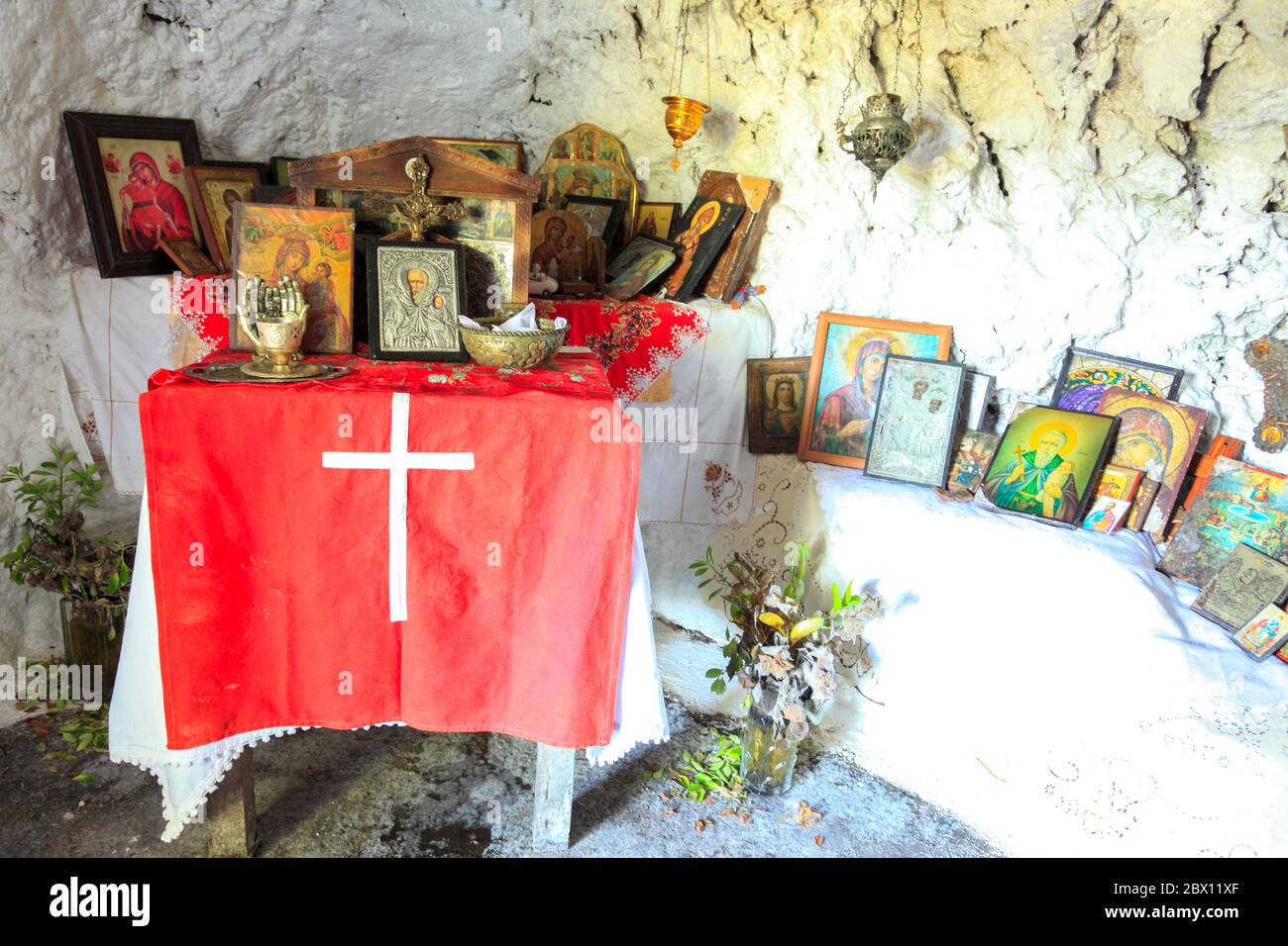 Griechenland Ioniosche Inseln Korfu, Kapelle Stilianos am Porto Timoni; Stockfoto