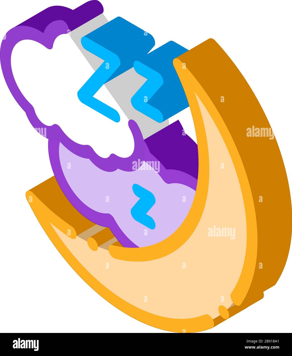 Nachthimmel mit Mond isometrische Symbol Vektor-Illustration Stock Vektor