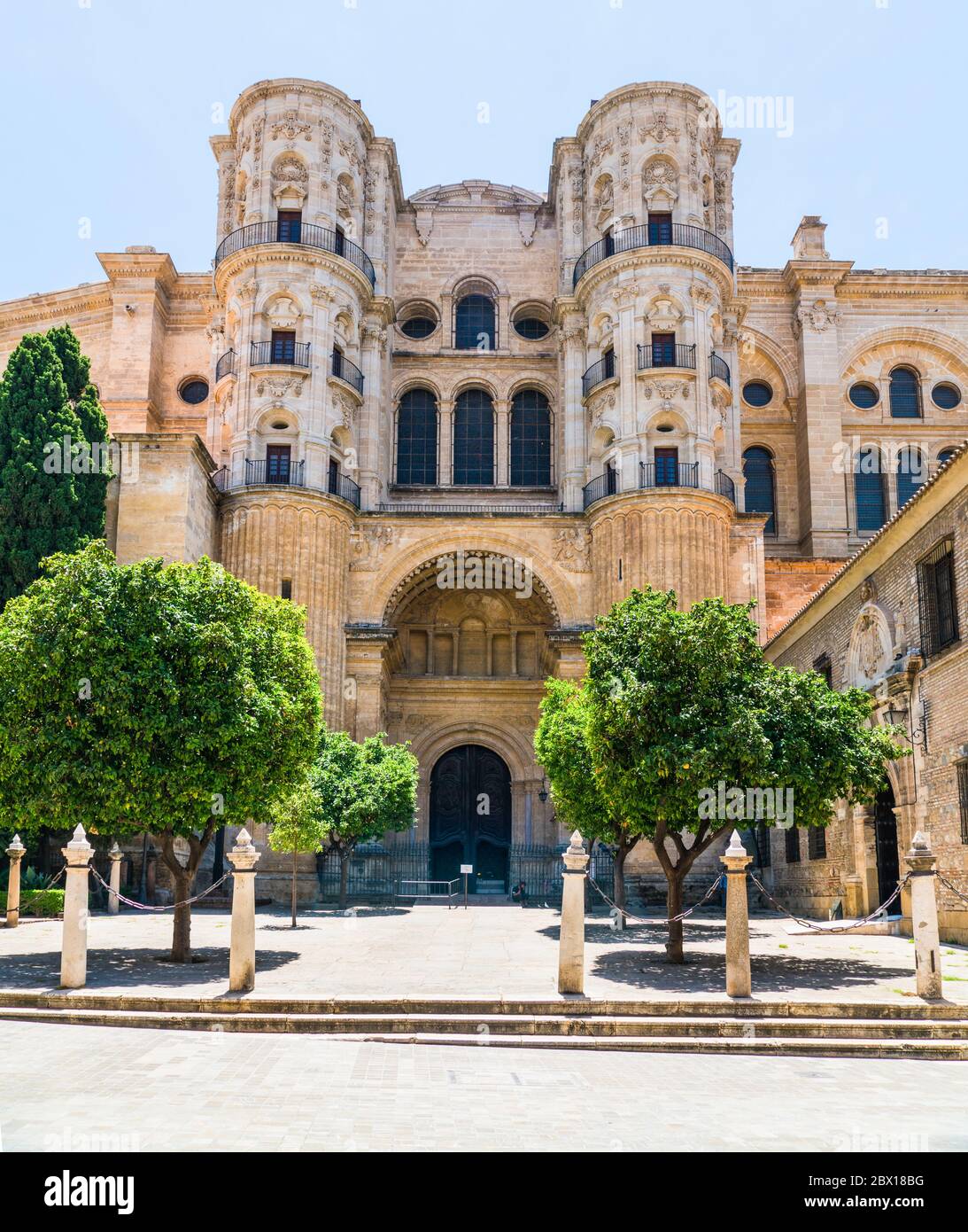 Malaga, Spanien, juni 27 2017: Eintritt in die Catedral de Malaga Stockfoto