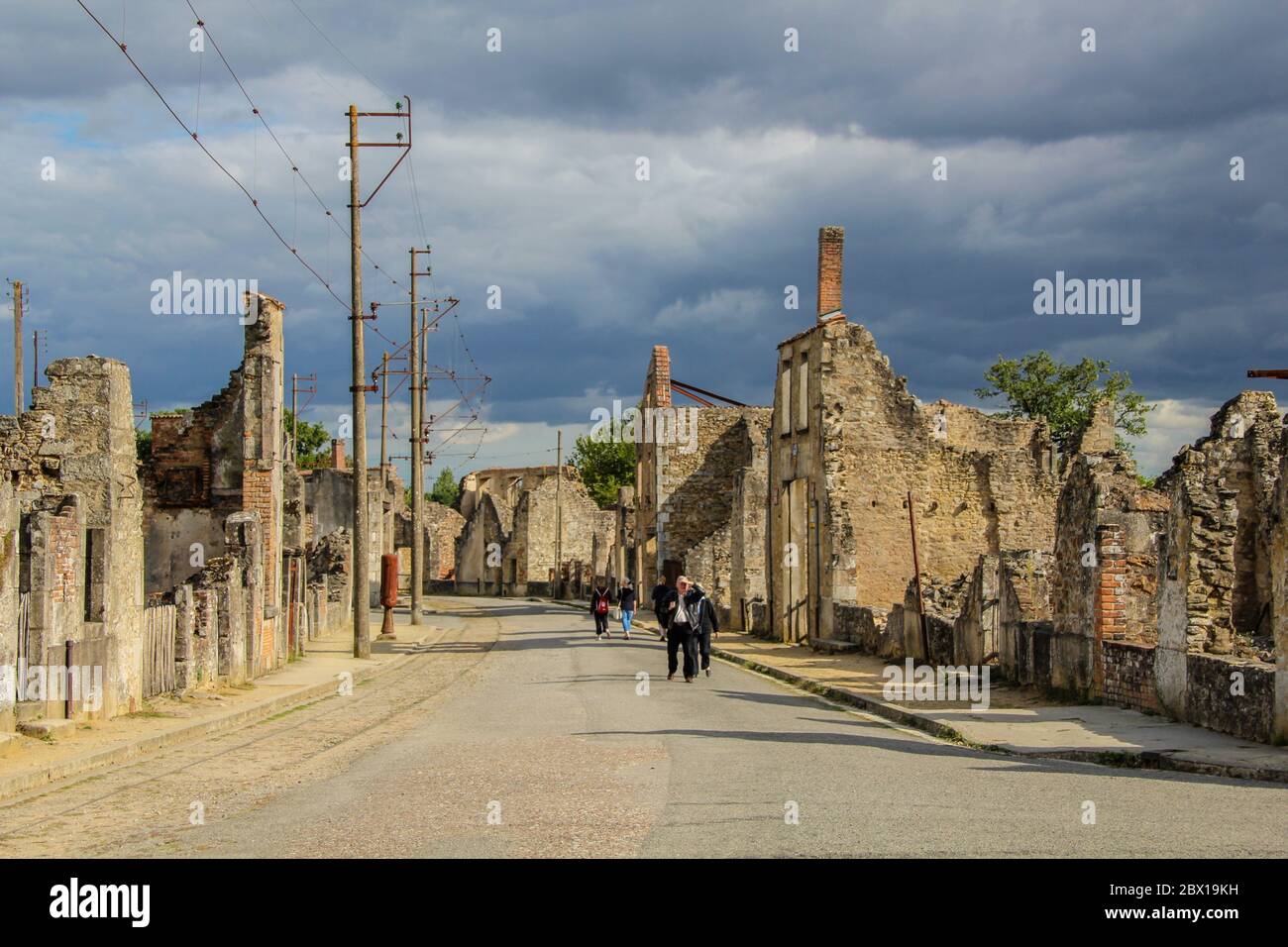Teil des Dorfes Oradour-sur-Glane, das nach dem zweiten Weltkrieg nie restauriert wurde Stockfoto