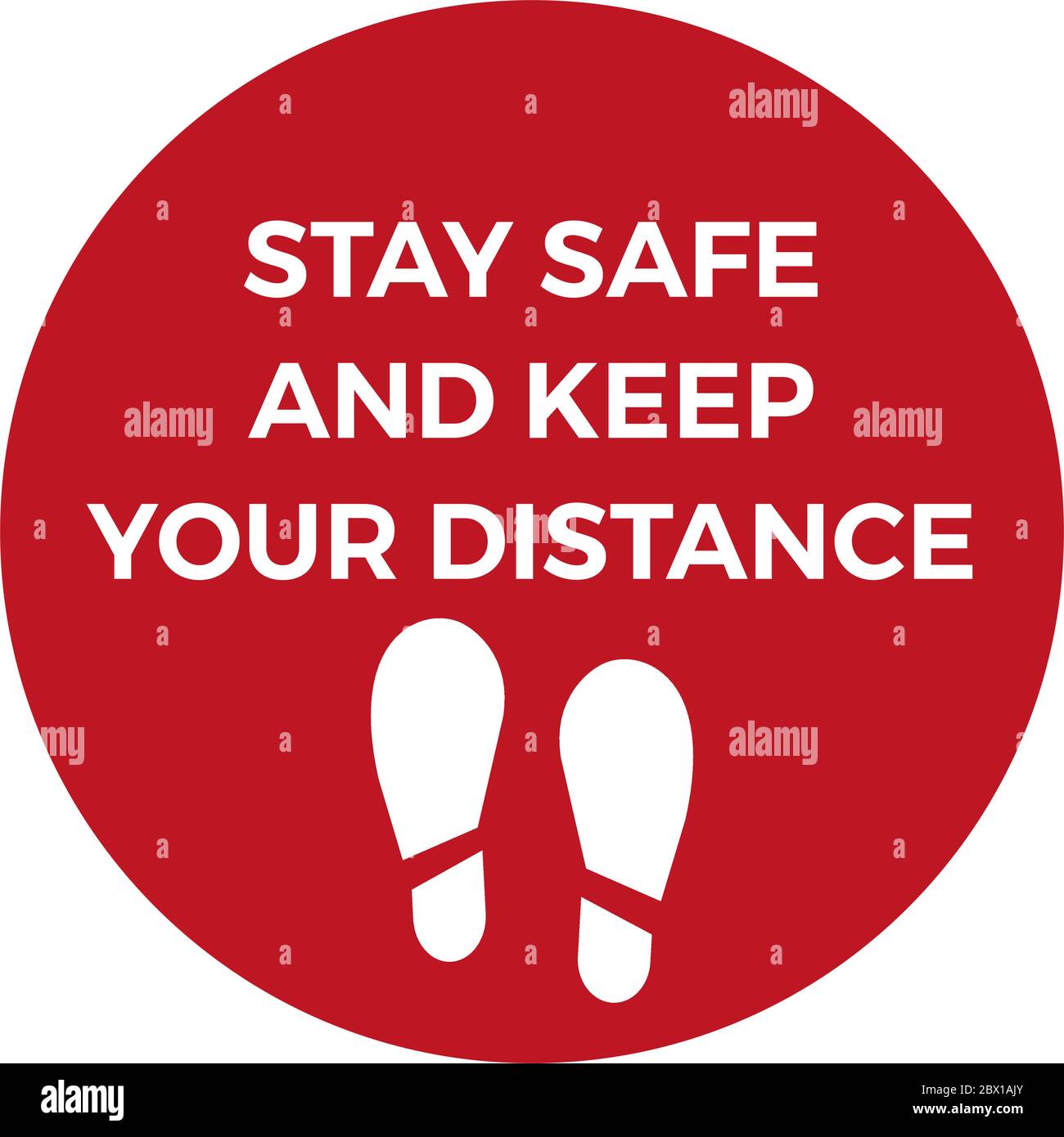 Social Distancing Signage oder Bodenaufkleber zur Verringerung des Risikos des Coronavirus Covid-19. Vektorzeichen. Behalten Sie Ihr Logo für die Distanz Stock Vektor