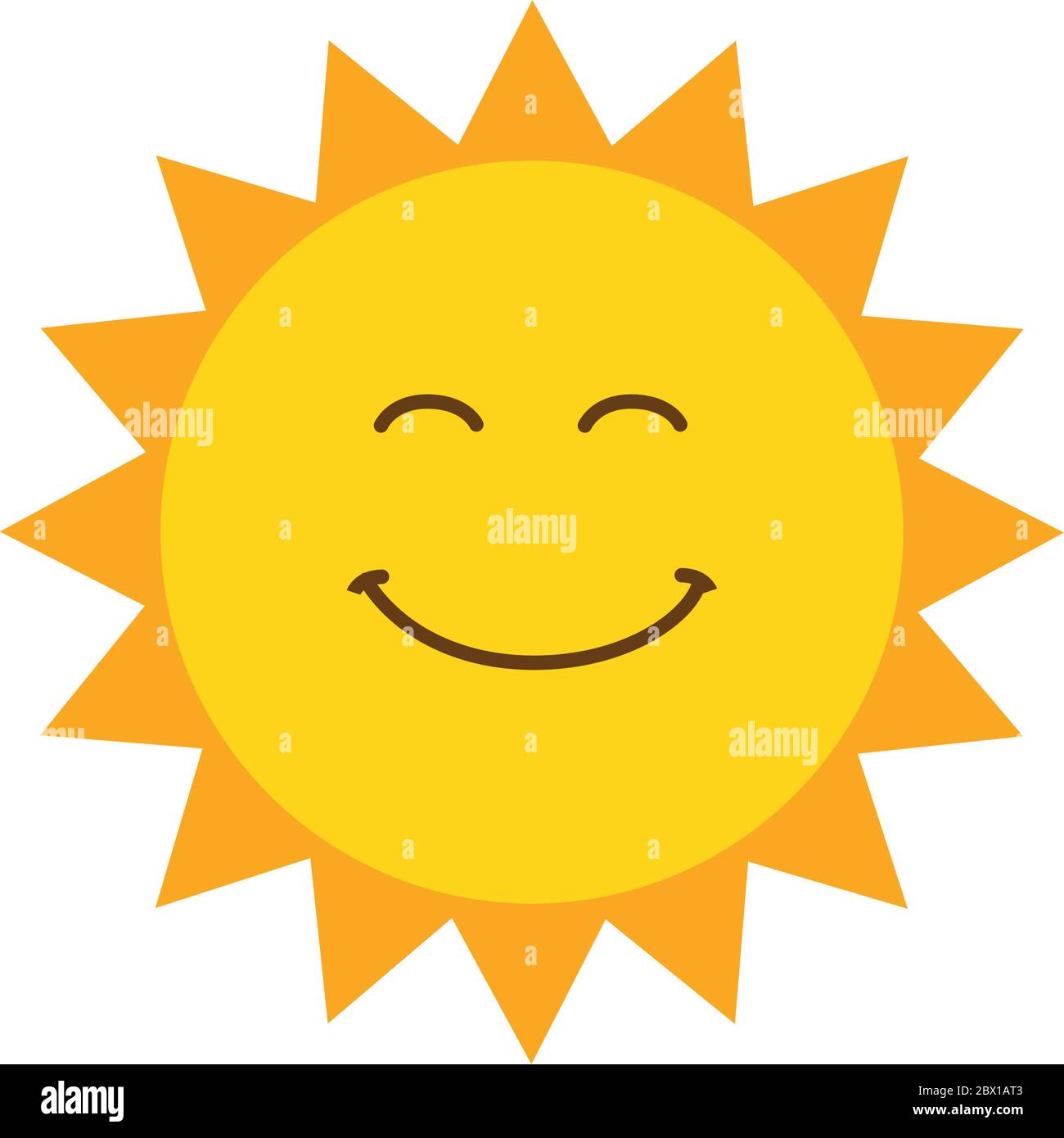 Niedlichen lächelnden Sonne Symbol Vektor-Illustration isoliert auf weißem Hintergrund Stock Vektor