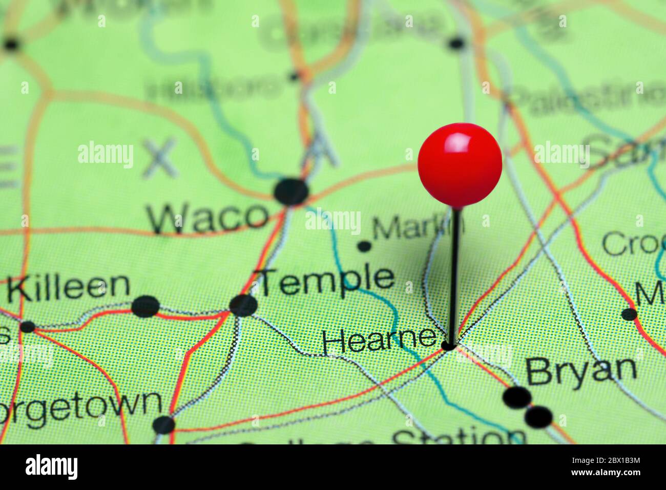 Hearne auf einer Karte von Texas, USA Stockfoto