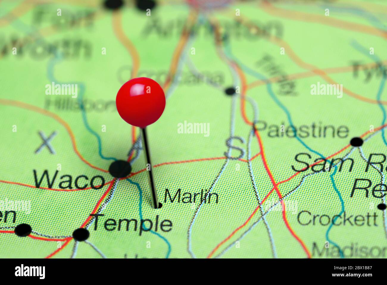 Marlin auf einer Karte von Texas, USA Stockfoto