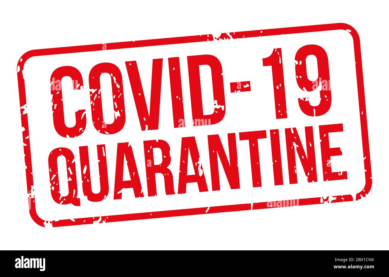 Covid-19 Quarantäne roter Stempel isoliert weiß Stock Vektor