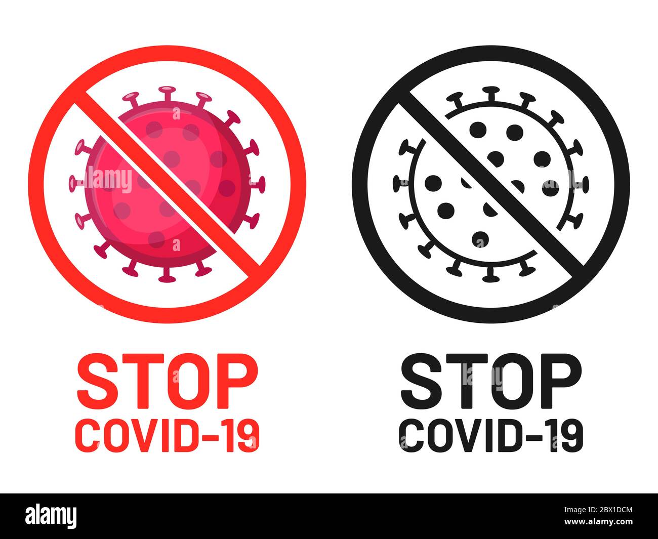 Stop covid-19 Symbol der Aufmerksamkeit gesetzt Ausbruch Stock Vektor