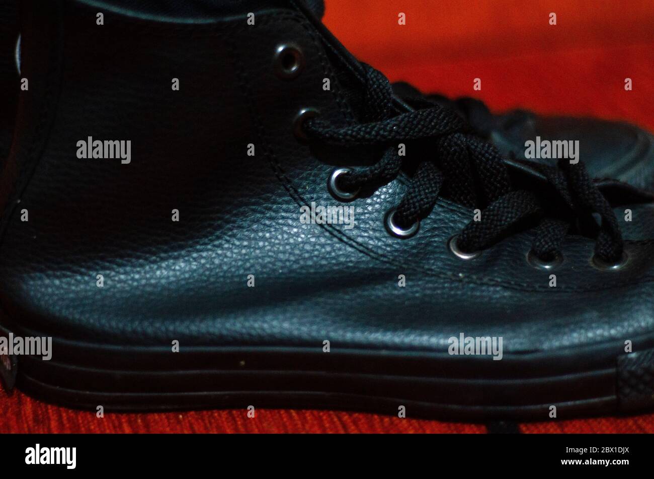 Alte Schwarze Leder Stilvolle Schuhe, Vintage, Mode Stockfoto