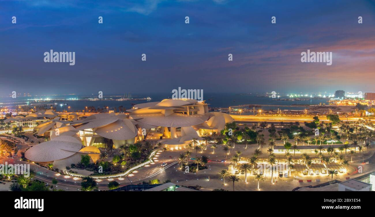 Luftaufnahme des Qatar National Museum Stockfoto