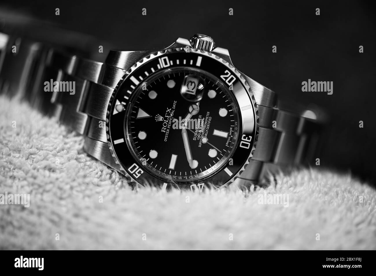 Rolex Submariner Steel Black Ceramic Herren Armbanduhr Stockfoto