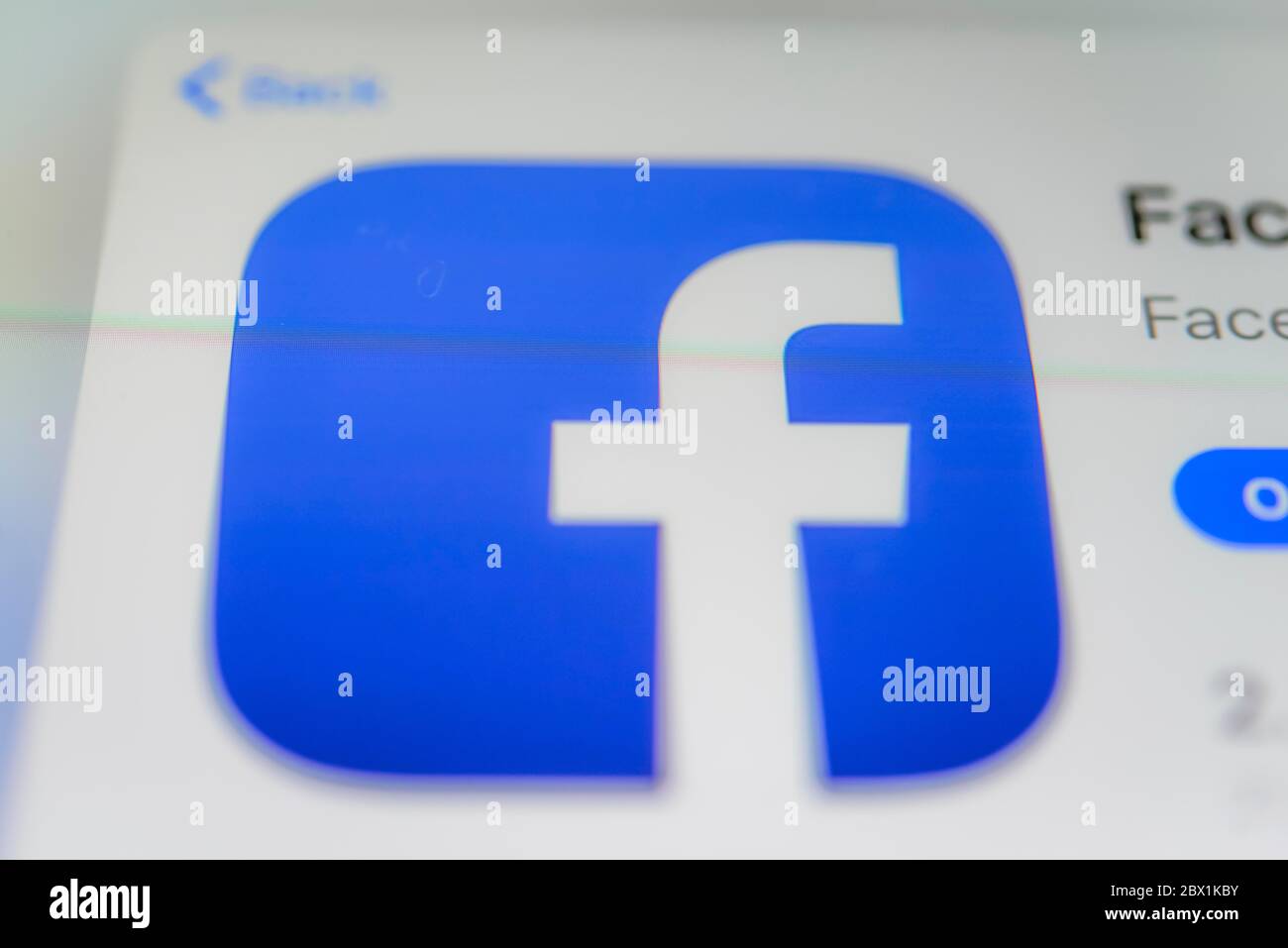 Facebook-App, soziales Netzwerk, App-Symbol, Screenshot, Smartphone, Detail, Vollbild Stockfoto