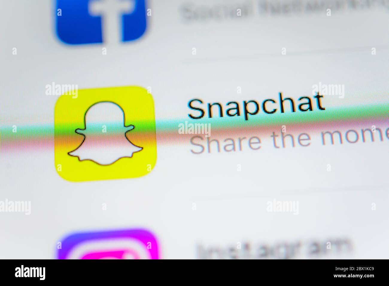 Snapchat App, soziales Netzwerk, App-Symbol, Screenshot, Smartphone, Detail, Vollbild Stockfoto