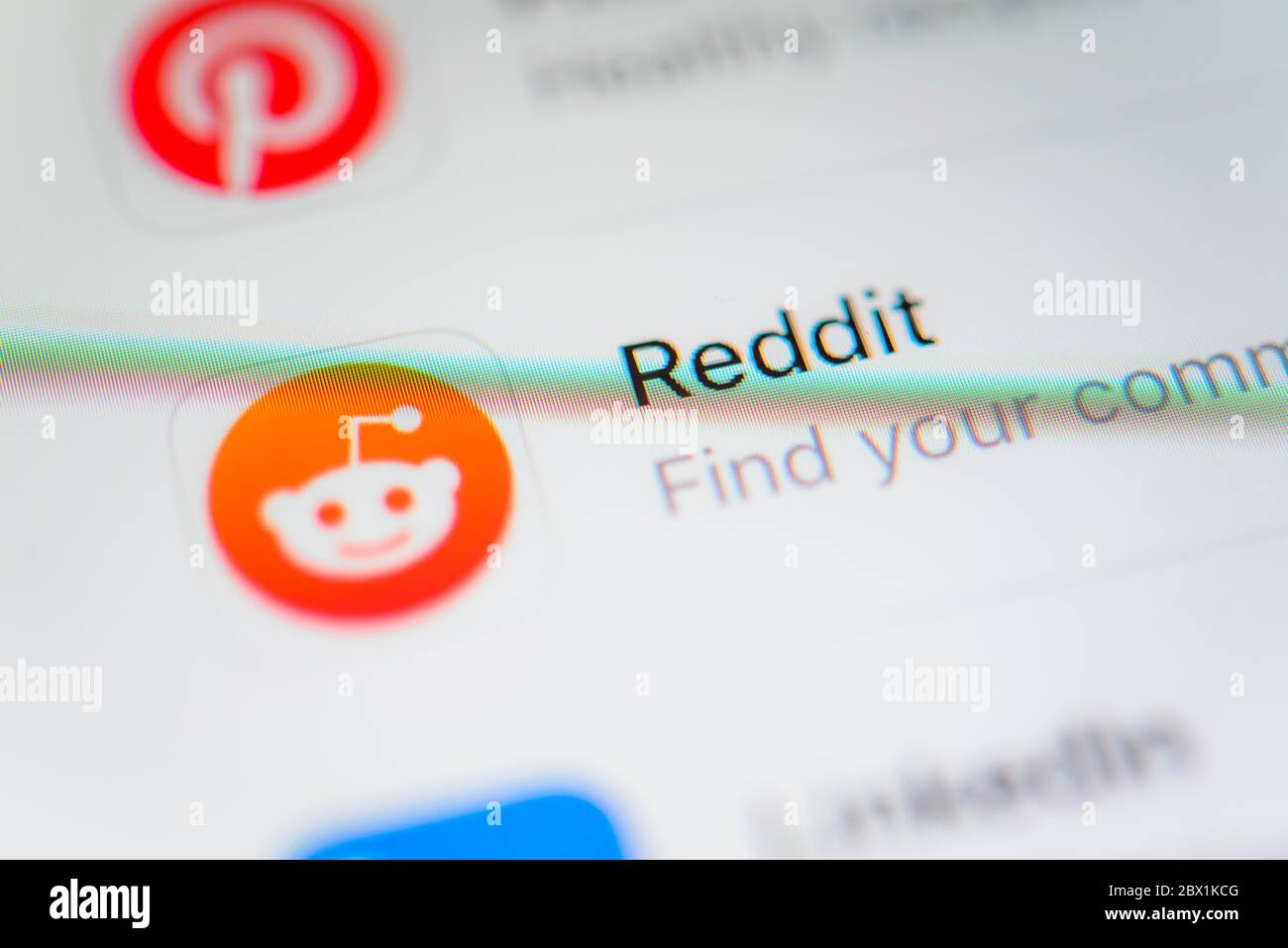Reddit App, soziales Netzwerk, App-Symbol, Screenshot, Smartphone, Detail, Vollbild Stockfoto