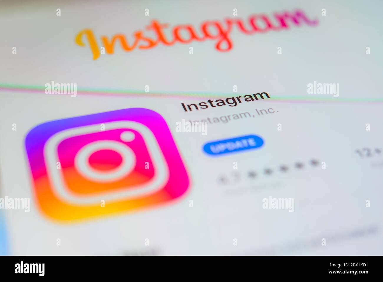 Instagram App, soziales Netzwerk, App-Symbol, Screenshot, Smartphone, Detail, Vollbild Stockfoto