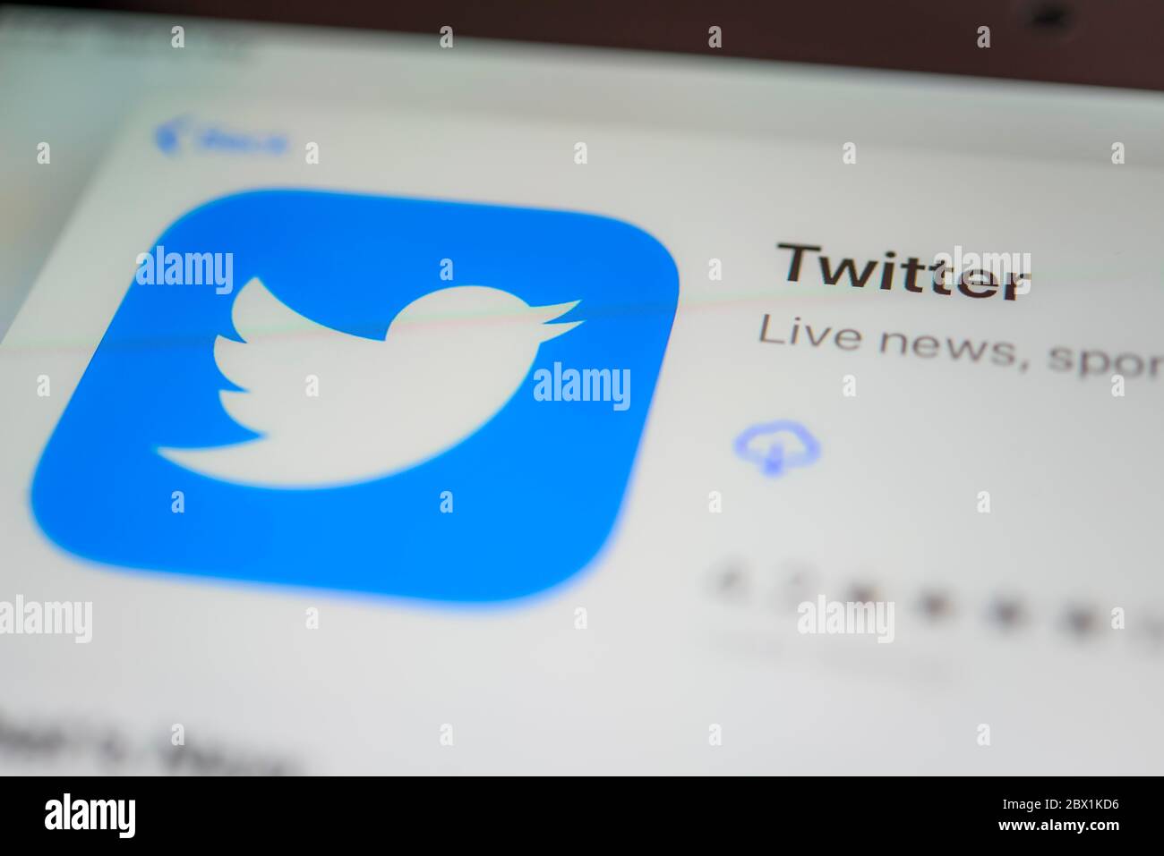 Twitter App, soziales Netzwerk, App-Symbol, Screenshot, Smartphone, Detail, Vollbild Stockfoto