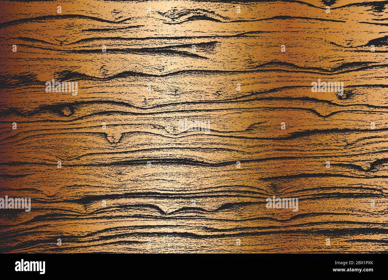 Verzweifelte Overlay Gold, Bronze, Kupfer Holzplanke Textur, Grunge Hintergrund. Abstrakte Halbton-Vektor-Illustration Stock Vektor