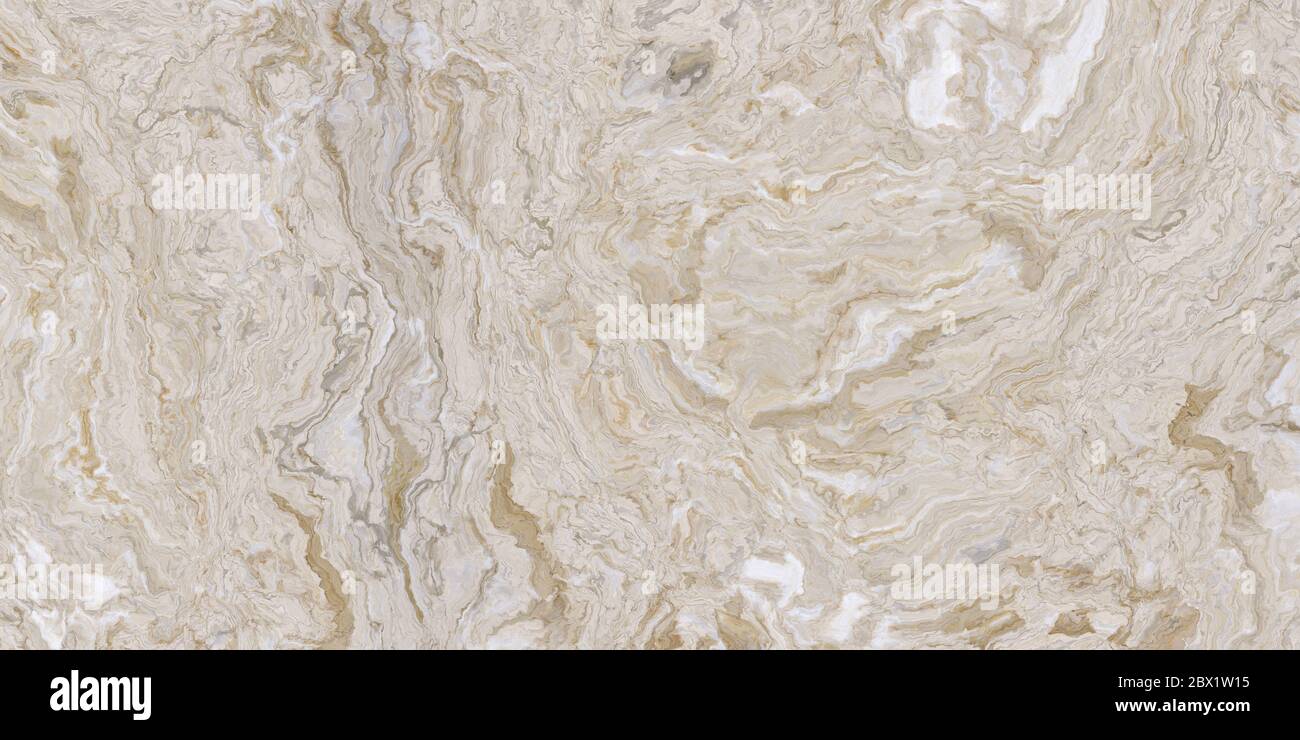Beige Marmor Muster mit geschweiften weiß und orange Venen. Abstrakte Textur und Hintergrund. Weiche farbige 2D-Darstellung Stockfoto
