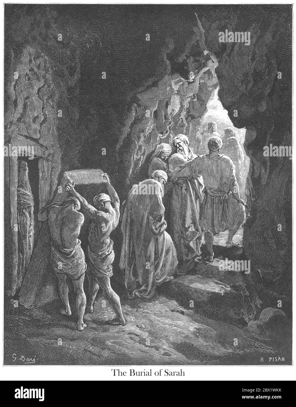 Die Beerdigung von Sarah Genesis 23:19 aus dem Buch 'Bible Gallery' illustriert von Gustave Dore mit Erinnerungen von Doré und beschreibende Briefpresse von Talbot W. Chambers D.D. Herausgegeben von Cassell & Company Limited in London und gleichzeitig von Mame in Tours, Frankreich im Jahr 1866 Stockfoto