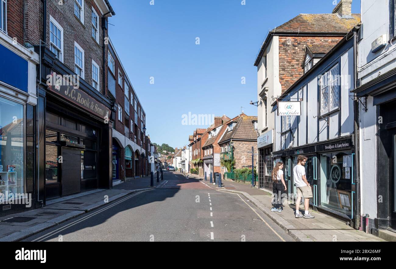 Mittelalterliche High Street The Hythe Kent Großbritannien Stockfoto